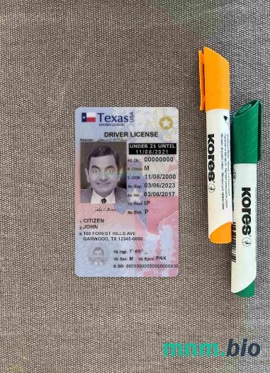 USA Teksas prawo jazdy poniżej 21 lat photolook, w pełni edytowalny